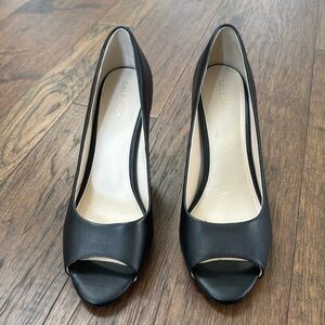 Classic black 4” peep toe heels
